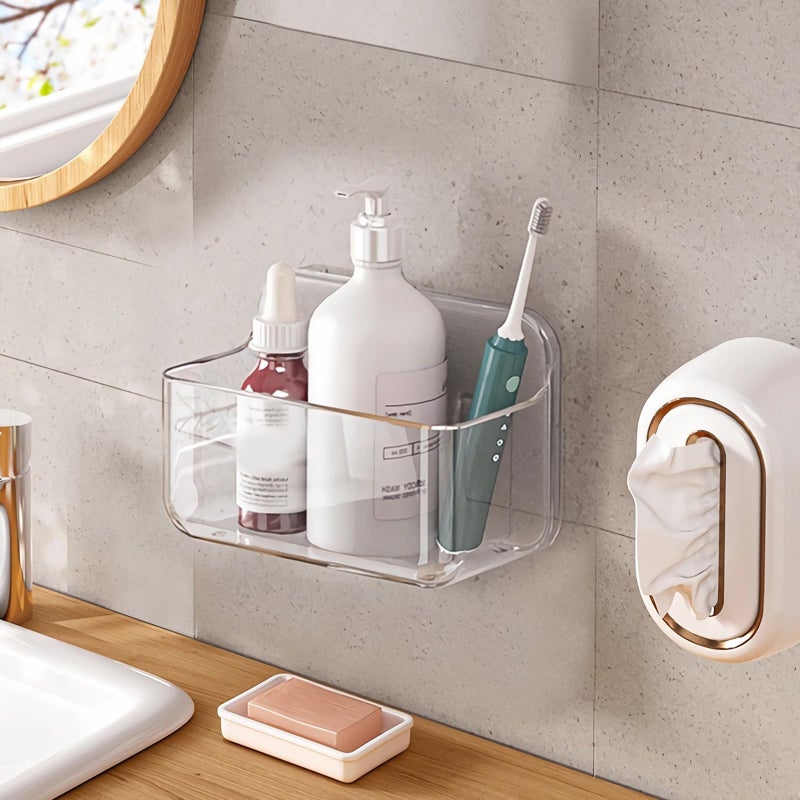 Diesisa Acrylic Wall Mount Organizer Self Adhesive Organizer for Wall Cabinet Door Organizer with Self Adhesive Tape for Bathroom Pantry Kitchen Laundry Utility Room Inside of Cabinet Door