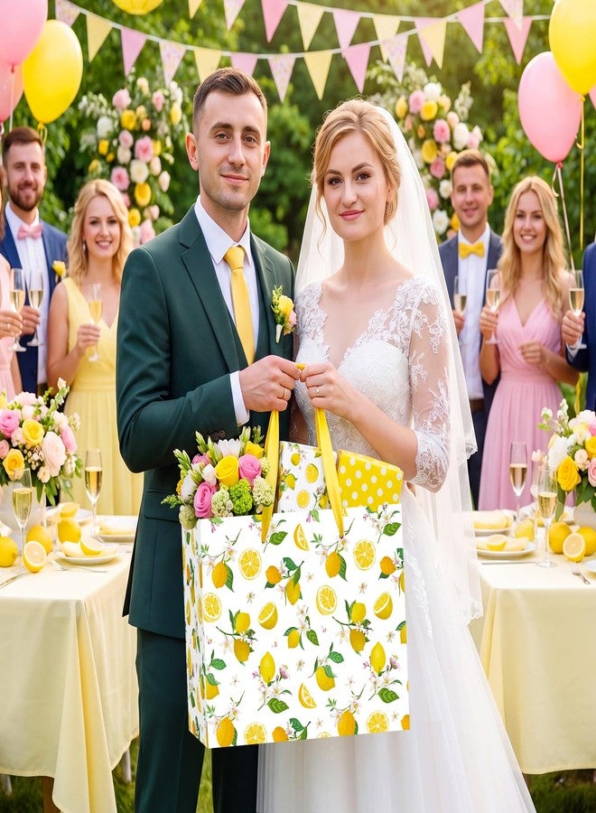 LUUFILx Lemon Gift Bag Yellow Lemon Floral Theme Party Wrapping with Tissue Paper and Card Decorations for Kids Adult Summer Fruit Birthday Baby Shower Lemonade Wedding Party Favors Gift Wrap Bag Supplies - Image 4