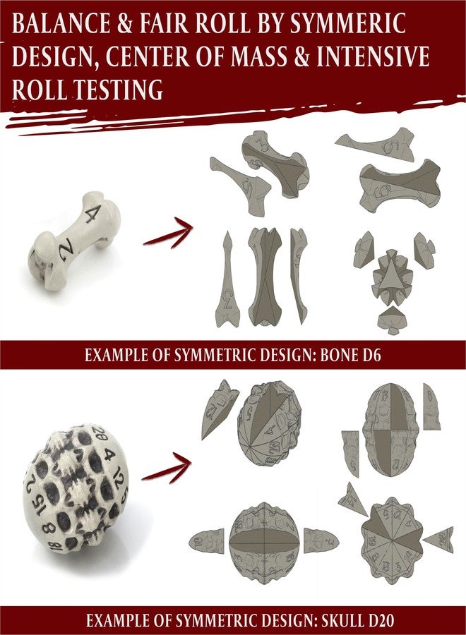 lynx D6 Dice Set - Set of Six 6 Sided Dice - Skull & Bone Themed RPG Dice. Cool & Unique Gift and Compatible with Dungeons & Dragons (DND), D&D, Pathfinder, D and D. (Cleaned Bone White) - Image 5