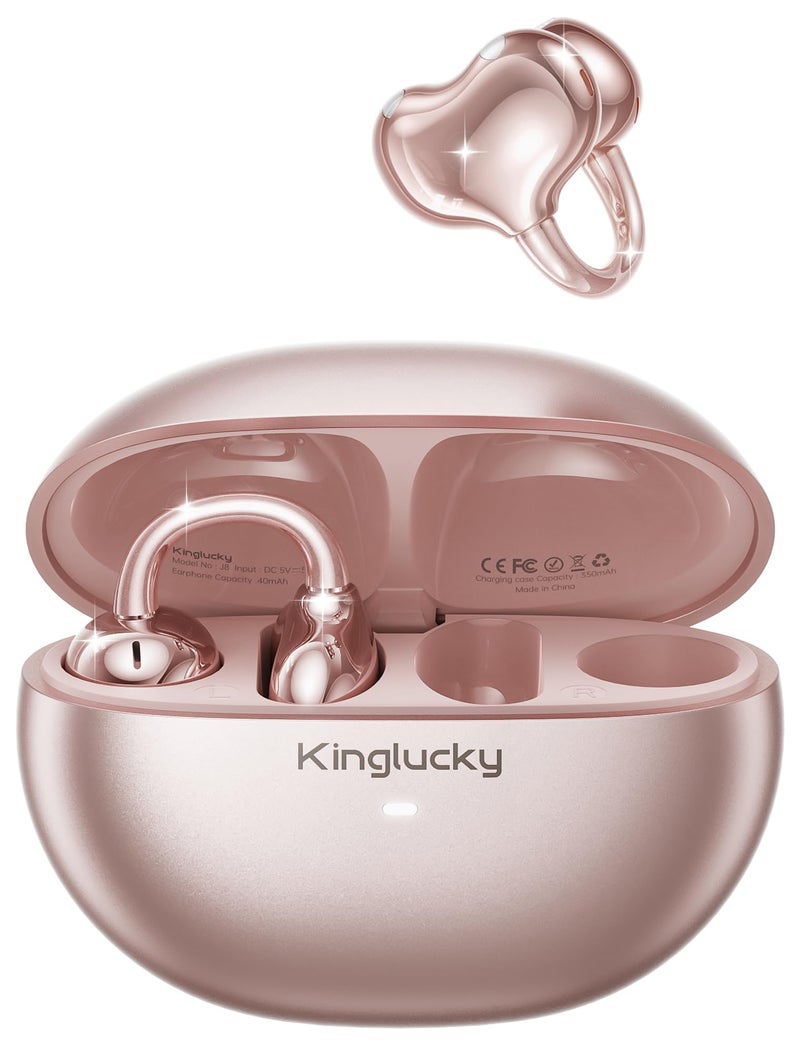 Kinglucky Upgraded ClipOn Earbuds Bluetooth 60 Wireless Headphones Open Ear Buds Comfortable Fit CrystalClear Sound 40H Playtime for Women Kids Ideal for Small Ears Sports Glasses Rose Gold - Image 2