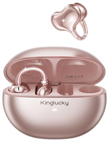 Kinglucky Upgraded ClipOn Earbuds Bluetooth 60 Wireless Headphones Open Ear Buds Comfortable Fit CrystalClear Sound 40H Playtime for Women Kids Ideal for Small Ears Sports Glasses Rose Gold - Image 1