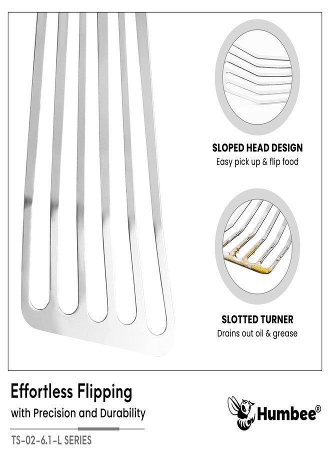 HUMBEE 6 Inches Fish Turner, Slotted Fish Spatula Dishwasher Safe NSF (Left Hand), Shovel Black - Image 2