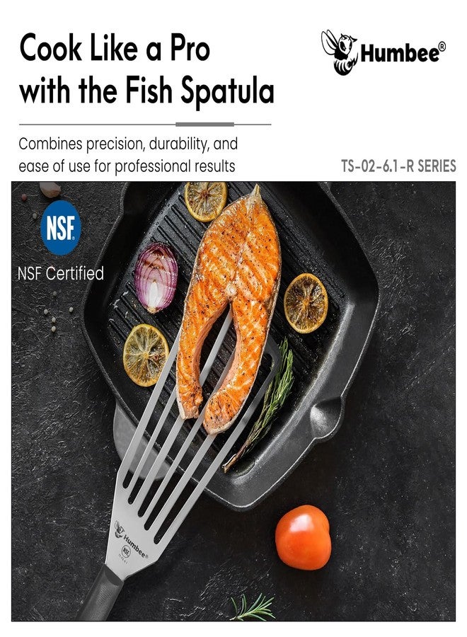 HUMBEE 6 Inches Fish Turner, Slotted Fish Spatula Dishwasher Safe NSF (Left Hand), Shovel Black - Image 3