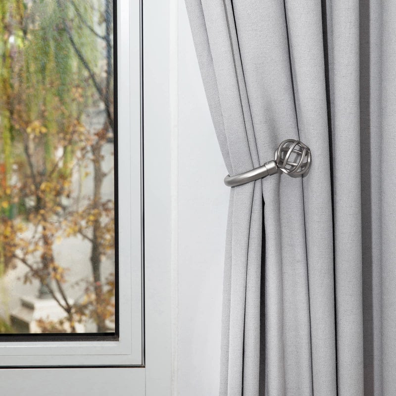 Hikmlk Twisted Cage Curtain Holdbacks 2Pcs Handmade Matt Sliver Curves Metal Curtain Tie Back Hooks Side Holder Tiebacks For Drapes Wall Decor Vintage Window Decoration - Image 5