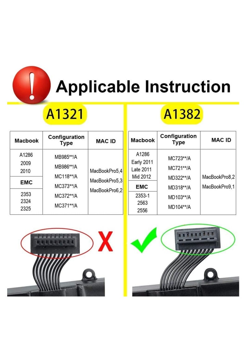 Generic Replacement Battery A1382 for 15-inch, Models A1286 (Early 2011, Late Mid 2012), 5200mAh, 10.8V  - Image 5
