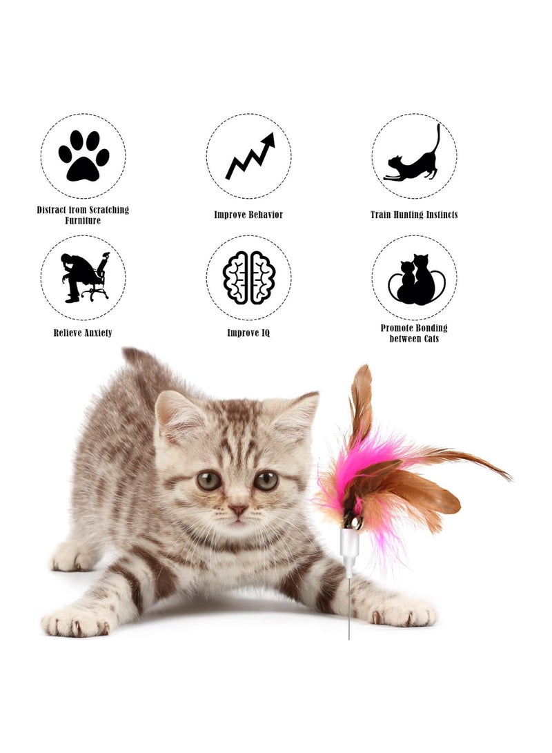 2Pcs Cat Feather Collar Toys Retractable Cat Teaser Toys With Silicone Collar Interactive Cat Toys Funny Exercise Toy For Kitten Or Cats Blue Pink - Image 5