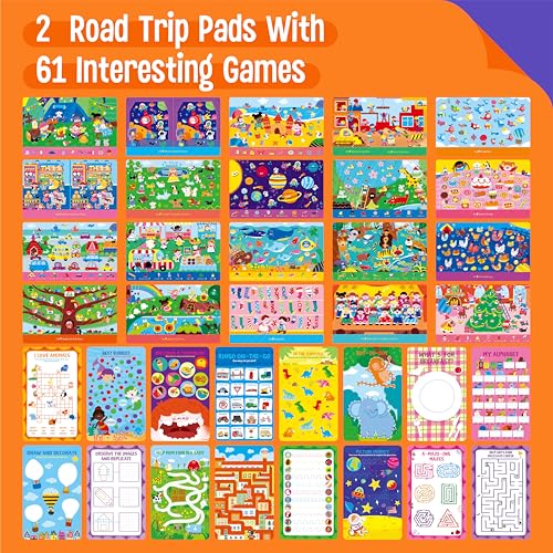 SpriteGru 2 Travel Game Pads 61 Dry Erase Activities Games Reusable Erasable Book Fun Explore Find Brain Challenge Games Interesting Educational Toy and Learning Tool for Road Trip Airplane Travel - Image 5