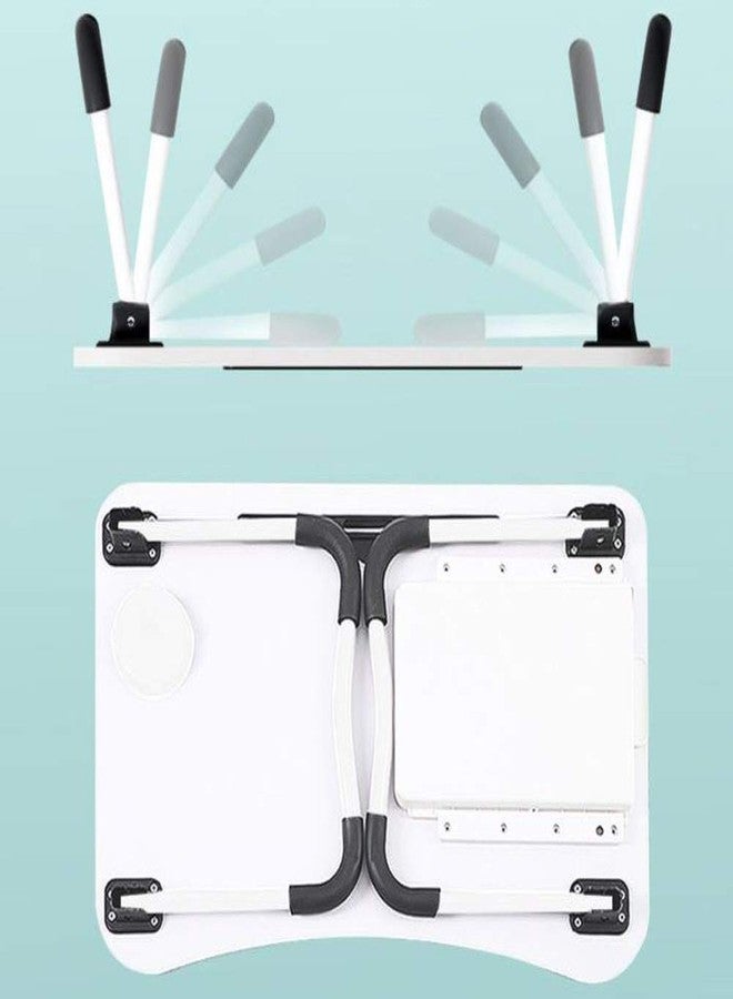 VebaCidi Lap Desk with Storage Drawer, Cup and Phone Holder, Laptop Bed Tray Table, 23.6" Foldable Laptop Desk, Laptop Stand for Working, Writing, Gaming and Drawing (23", White) - Image 2