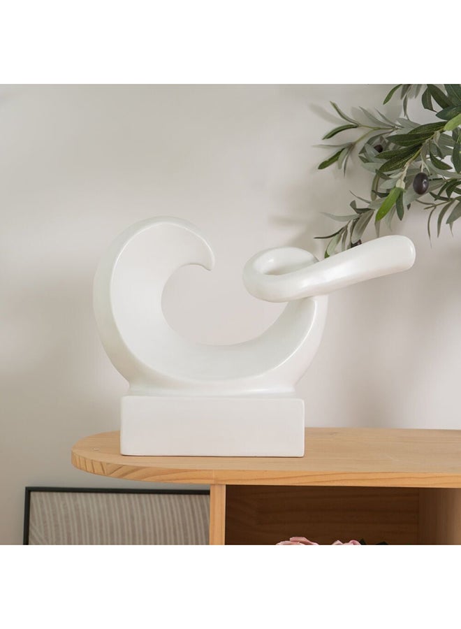 DANUBE HOME Liana Stoneware Abstract  Decorative Vase, Modern Minimalist Stoneware Accent Piece for Home Decor, Stylish Centerpiece for Living Room, Bedroom, or Office White 40X19X30Cm - Image 2