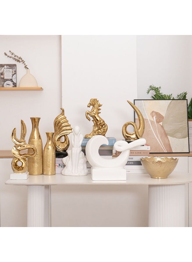 DANUBE HOME Liana Stoneware Abstract  Decorative Vase, Modern Minimalist Stoneware Accent Piece for Home Decor, Stylish Centerpiece for Living Room, Bedroom, or Office White 40X19X30Cm - Image 5