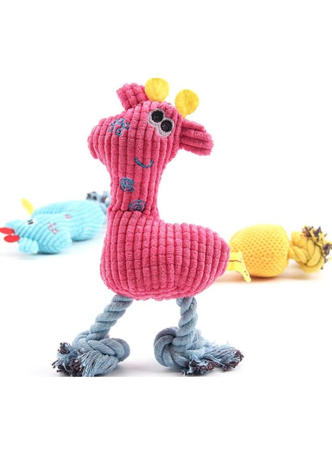 PETSARY Plush Interactive Playing Tug Toys for Pets | Rope Legs, Fluffy Plush Deer Shape | Molar Teeth Chewing Squeaky Sound Toy | Cute Animal Shape Toy for Pet Dogs Puppy (Pink)