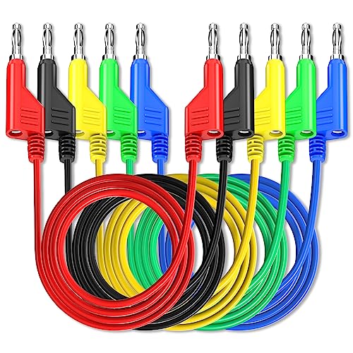 Goupchn 5PCS Stackable Banana to Banana Plug Test Leads Soft Electrical Test Cable Wire 3.3ft/1m for Multimeter 1000V 15A - Image 1