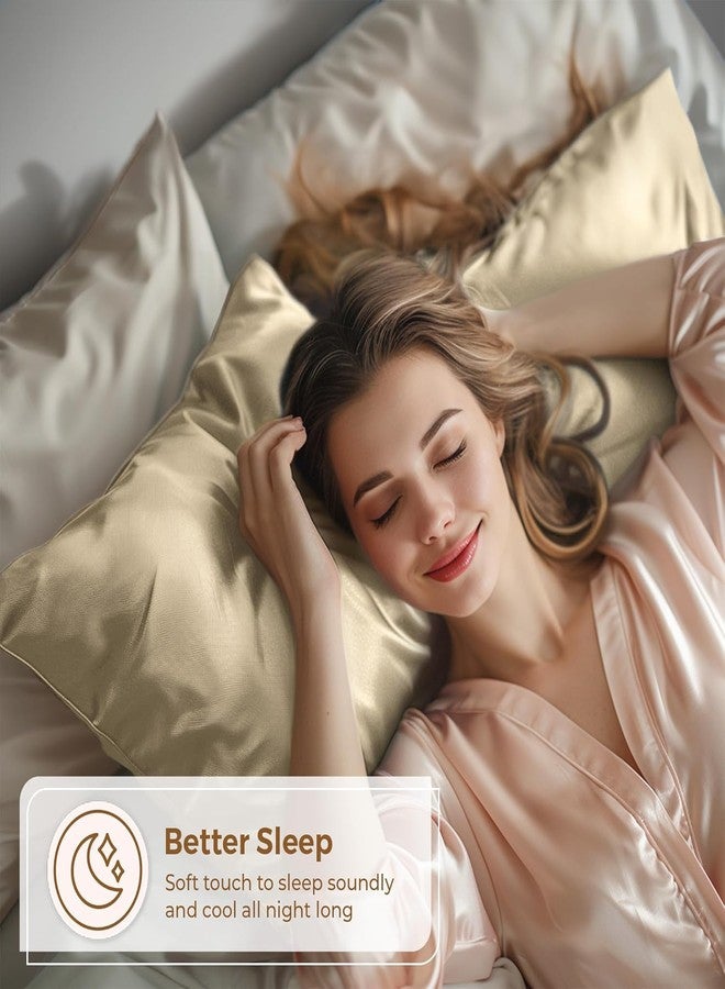 Craftelio Satin Pillow Cover Set for Hair & Skin - 18x28 Pack of 2 with Free 5 Satin Scrunchies | Silky, Smooth, Anti-Frizz Pillowcases for Women (Beige) - Image 5