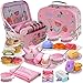 PRE-WORLD Tea Party Set for Little GirlsPREWORLD Princess Tea Time Toy Including DessertCookiesDoughnutTeapot Tray Cake Tablecloth  Carrying CaseKids Kitchen Pretend Play for Girls Boys Age 36 - Image 4