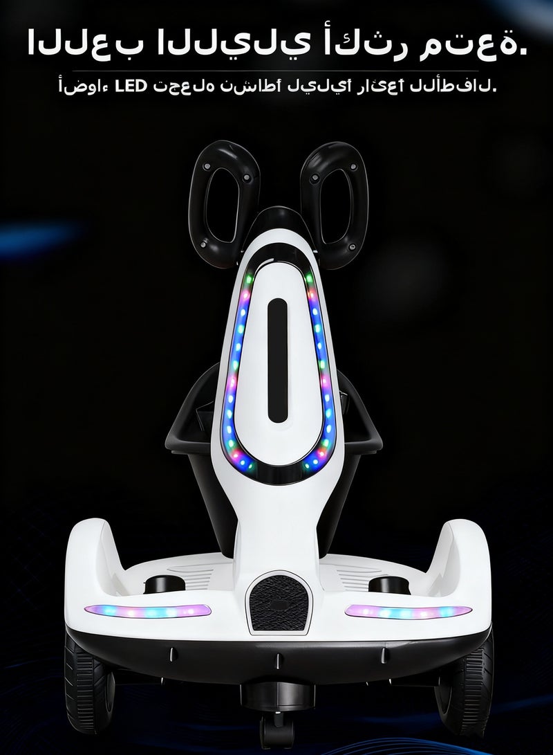 WEMART Kids Electric Scooter with Seat and Safety Belt, 4 Wheels Electric Ride On Toy for Kids, Parent Remote Control Car with Lights and Music, White, for Girls and Boys - Image 3