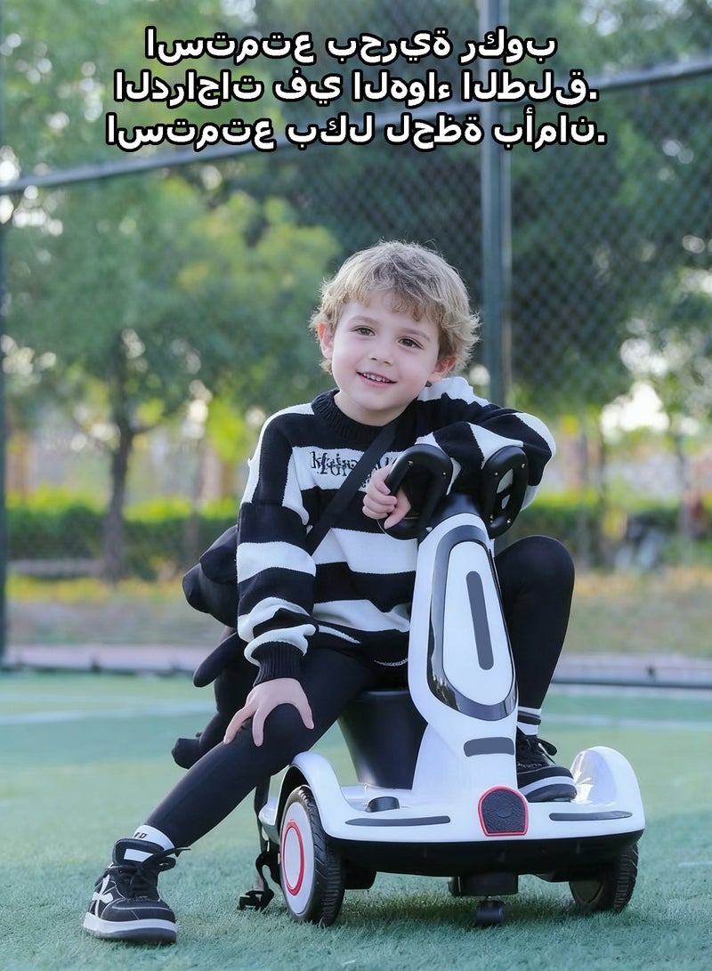 WEMART Kids Electric Scooter with Seat and Safety Belt, 4 Wheels Electric Ride On Toy for Kids, Parent Remote Control Car with Lights and Music, White, for Girls and Boys - Image 5