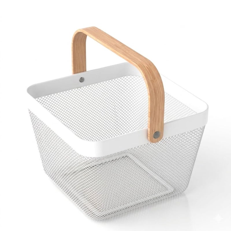 Lifelong Fruit Basket for Dining Table & Kitchen Storage| Mesh Open Storage Bin| Fruit & Vegetable Basket - Countertop Storage Organizer for Onion Potato - Basket for Storage, Square, White - Image 5