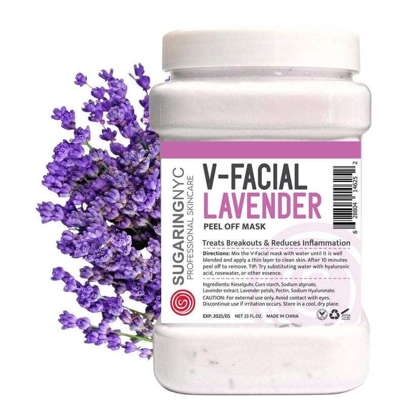 Sugaring NYC Vajacial Jelly Mask Peel-Off Bikini Underarms Area Peel Mask - Lavender with Pieces of Lavender - Professional Size 23oz - Image 1