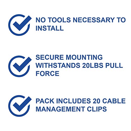 On-Q Legrand - OnQ Cable Management Clips, No Tools to Install Wall Cable Management, Cable Clips Withstand 20 LBS Pull Force, Black, AC103520, 20 Pack - Image 2