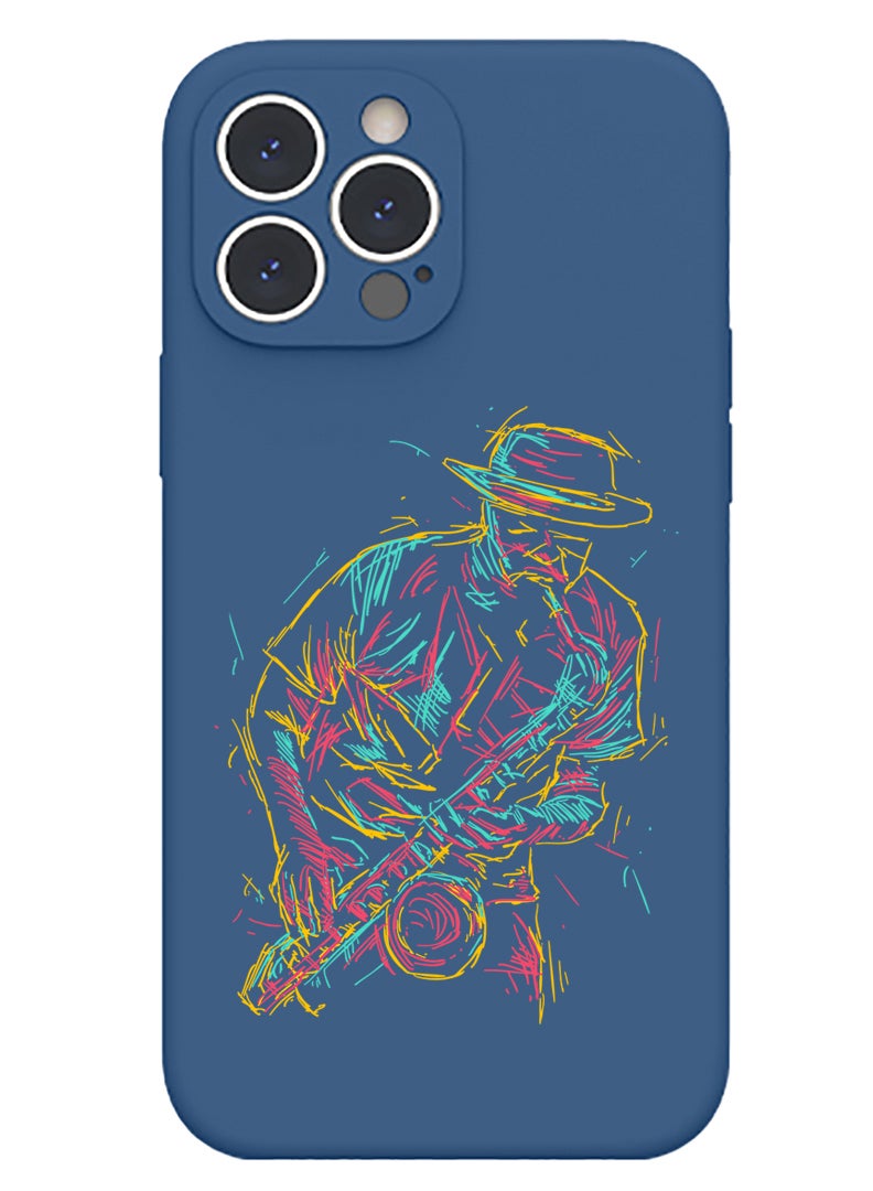 Theodor Protective Slim Fit Case Liquid Silicone Cover with Full Body Protection Anti-Scratch Shockproof Case For iPhone 13 Pro Max Blue  - Abu dhabi Sun - Image 1