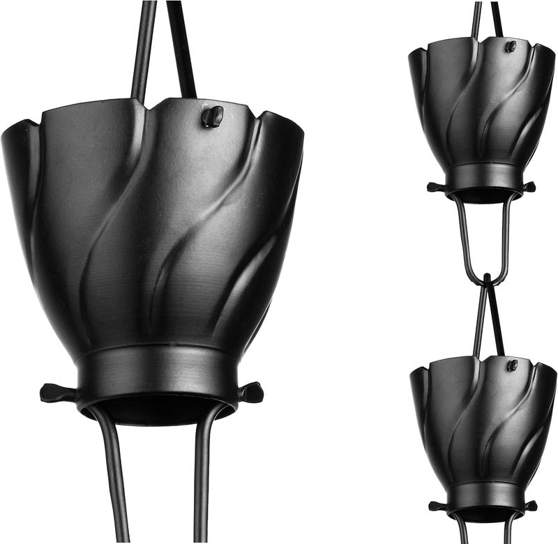 Monarch Rain Chains Aluminum Akira Black Rain Chains for Gutters – 8.5 ft Black Decorative Rainchain Outdoor Durable Heavy Duty Gutter Chain Downspout, Modern Rainchains for Outside - Image 1