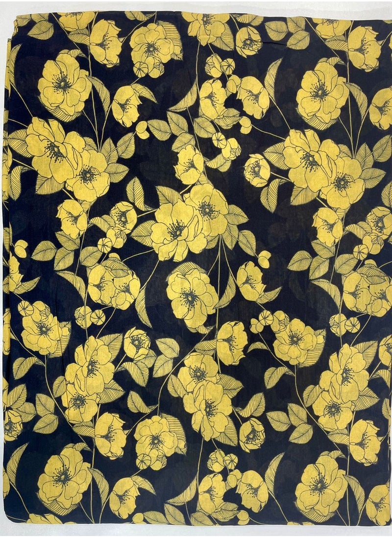 ANOHI TEXTILES - Fabric Double Knit Silky Feel 3 yard x 58 inches Yellow and Black Color - Image 1