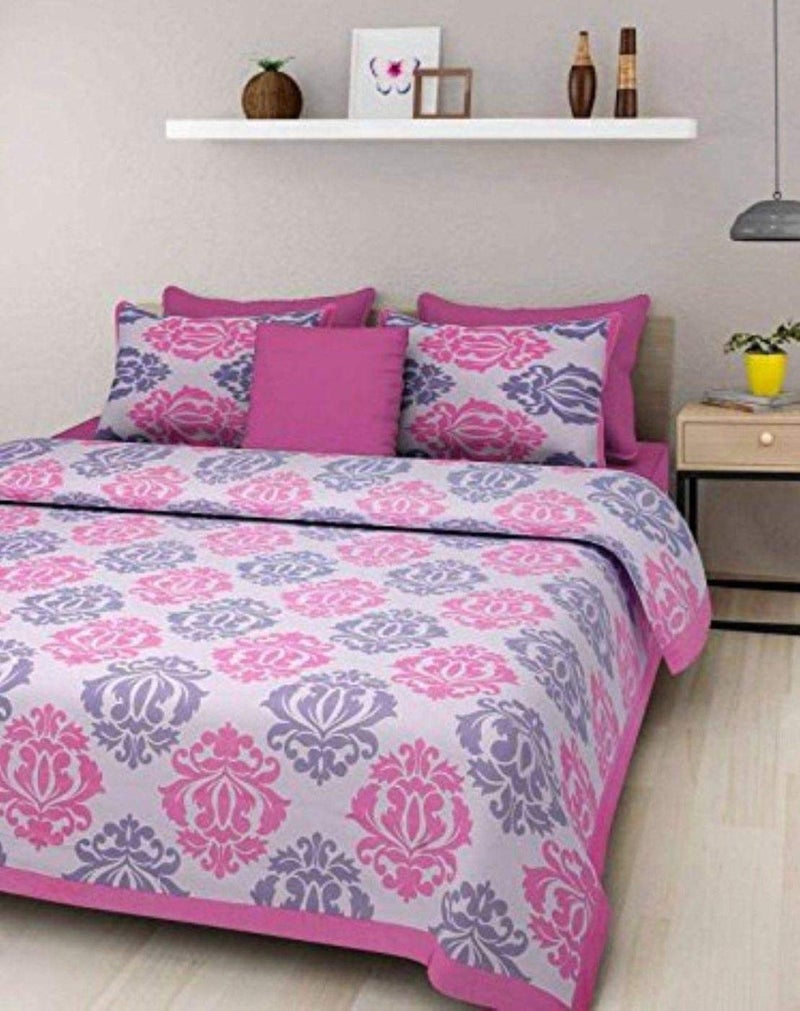 BedZone 100 Cotton 1 Double bedsheet with 2 Pillow Cover Cotton King Size Double Bedsheet with Pillow Cover