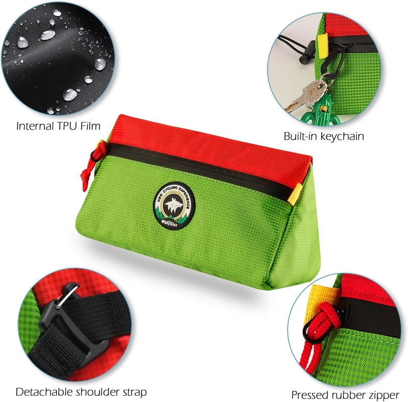 Vortika Bike Handlebar Bag, Bicycle Front Bag, Kids Handle Bar Bag, Storage Bag with Shoulder Strap for Men Women Kids Outdoor Road MTB Cycling(Green + Red) - Image 2