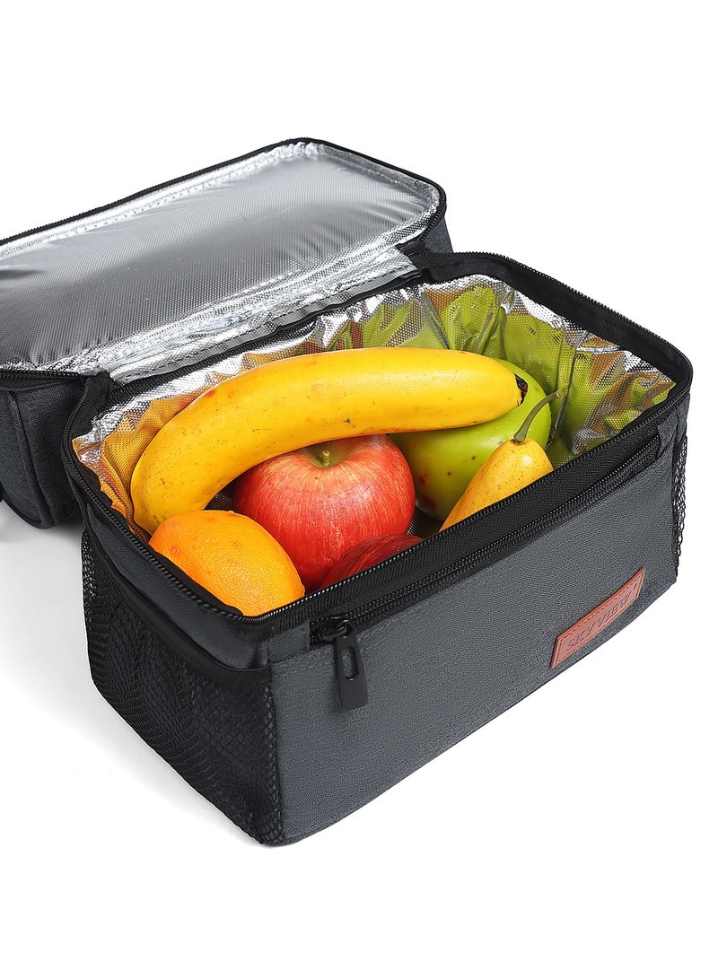 سكاي فيو حقيبة غداء SKY VIEW مزدوجة المقصورة مع حزام كتف للرجال والنساء معزولة ومضادة للتسرب وحقيبة تبريد للنزهات - رمادي/25 * 15.5 * 24 سم - Image 3