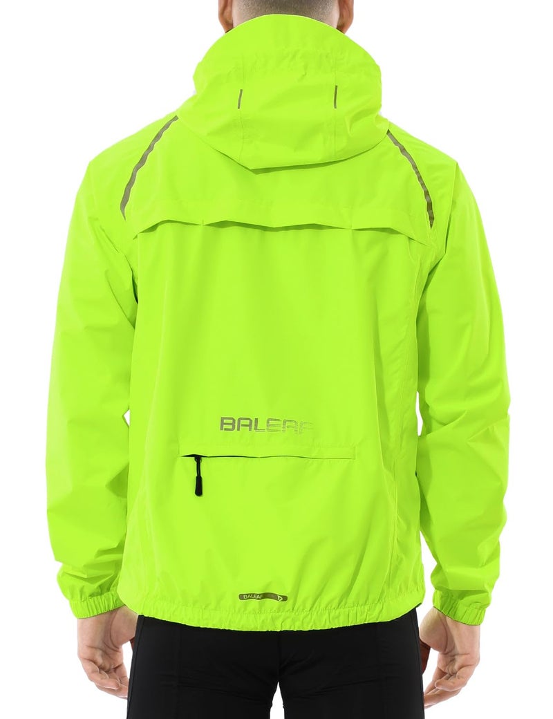 baleaf Mens Rain Jacket Waterproof Raincoat Windbreaker Running Cycling Gear Golf Jackets Hood Lightweight Reflective Yellow L - Image 1