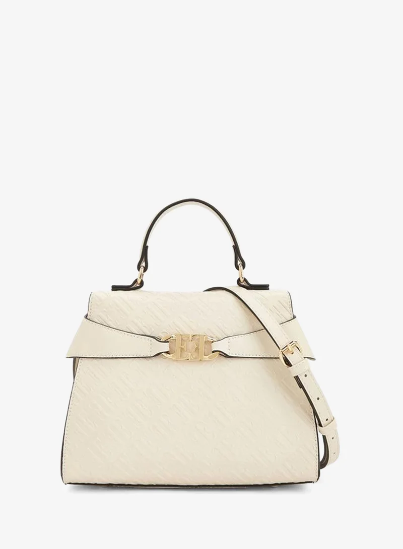 Monogram Embossed Satchel Bag With Detachable Strap