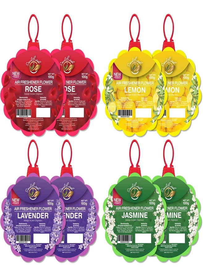 SOULFRESH Air freshener Flower Jasmine, Rose, Citrus, Lavender Block 100gm each - 8 Flower a bathroom essentials and toilet Air freshner, last upto 30 days - Image 1