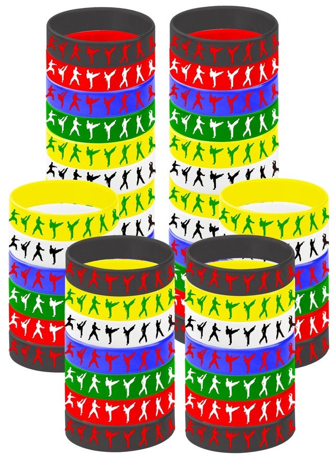 CupaPlay 48 Taekwondo Karate Rubber Bracelets Kung Fu Wrestling Theme Party Supplies Decorations Birthday Baby Shower Silicone Wristbands Party Favors - Image 1