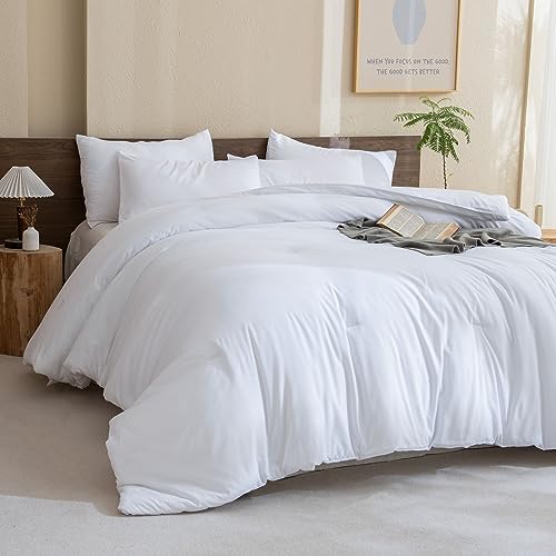 Paxrac White Comforter Twin/Twin XL Size, 2 Pieces Extra Long Comforter Set for Dorm, Lightweight Solid Bedding Set, All Seasons Soft Breathable Twin Comforter Set (68x90In Comforter & 1 Pillowcase) - Image 1