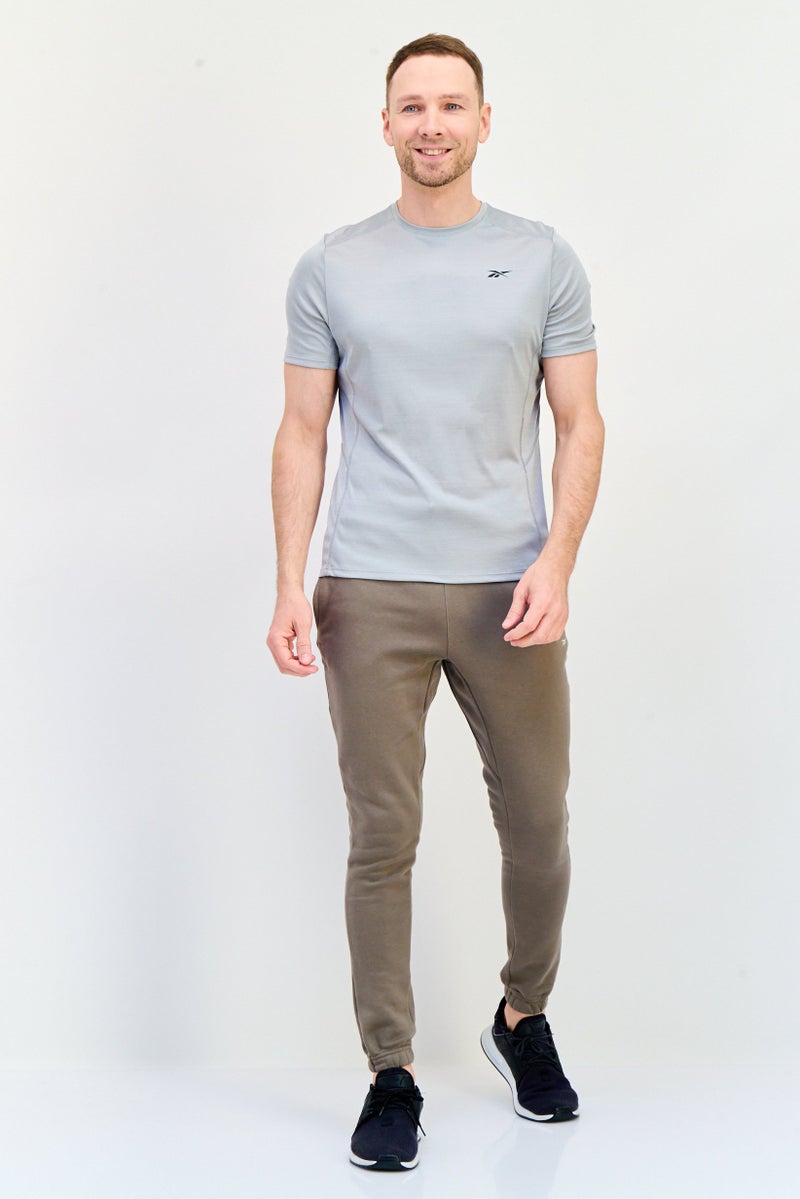Reebok Men Sportswear Fit Brand Logo Short Sleeves Running T-Shirt, Grey  - Image 3