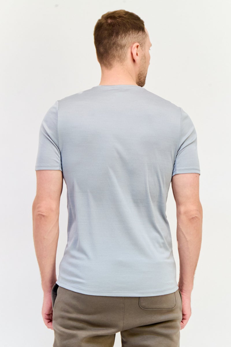 Reebok Men Sportswear Fit Brand Logo Short Sleeves Running T-Shirt, Grey  - Image 4