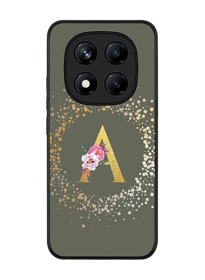 Stylizedd For Xiaomi Redmi Note 14 Pro 4G 4G Case,Slim fit Camera Protection, Shockproof Thin Phone cover  - Custom Monogram Floral - A  (Olive Green ) - Image 1