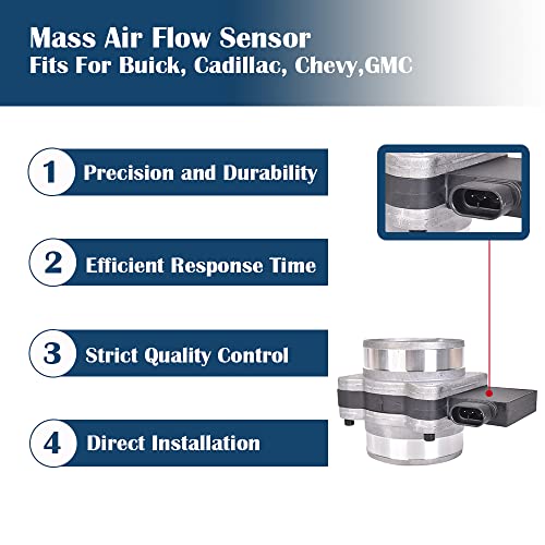 RICH AUTO Mass Air Flow Sensor MAF Compatible with Chevy Impala Monte Carlo GMC Envoy Buick Century Cadillac Fleetwood Replace OE# 25180303 25008302 - Image 2