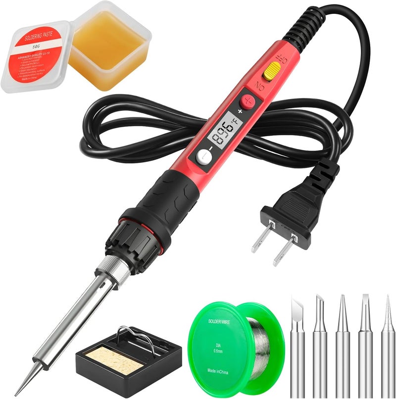 Q-MING Soldering Iron Kit, 80W 110V LCD Digital Solder Irons, Portable Welding Tools with Ceramic Heater, Accurate 356°F-896°F, for Metal, Jewelry Electrical Repairs, DIY - Image 1