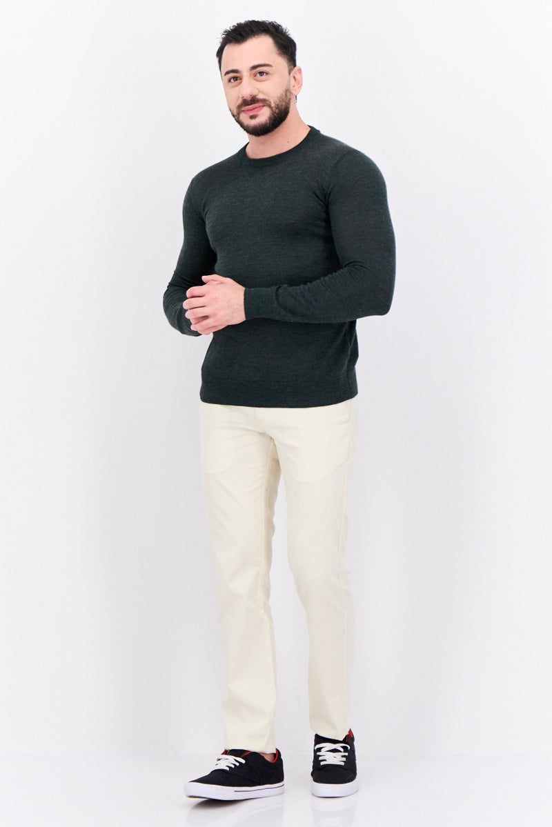 Sorbino Men Crew Neck Textured Long Sleeves Sweatshirt, Dark Grey - Image 4