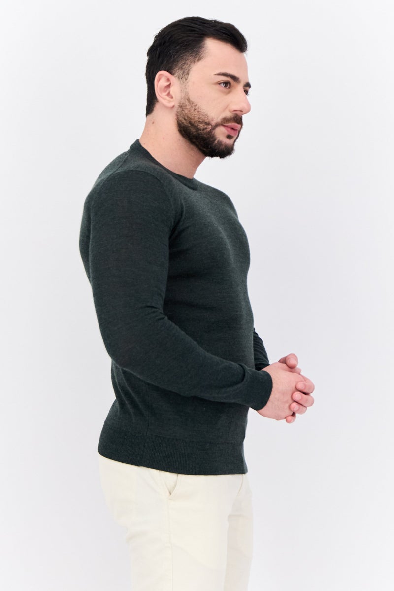 Sorbino Men Crew Neck Textured Long Sleeves Sweatshirt, Dark Grey - Image 2