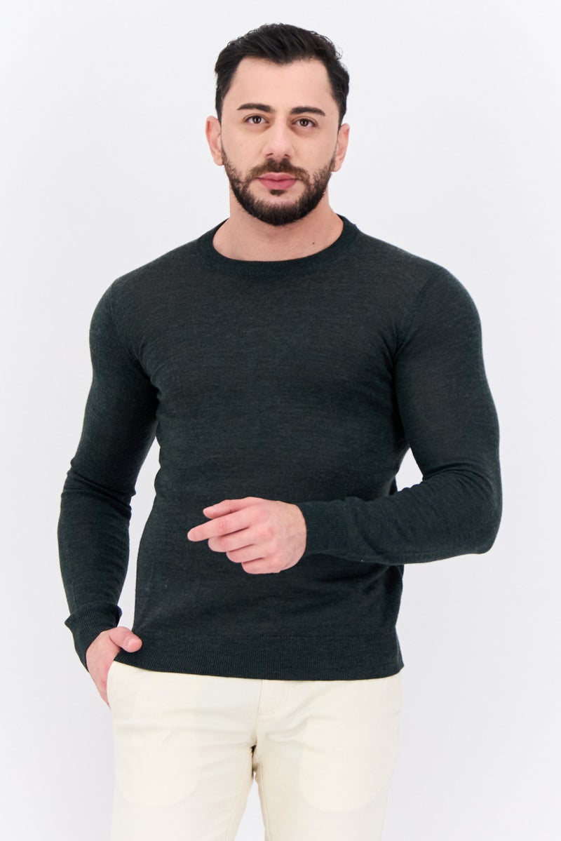Sorbino Men Crew Neck Textured Long Sleeves Sweatshirt, Dark Grey - Image 1
