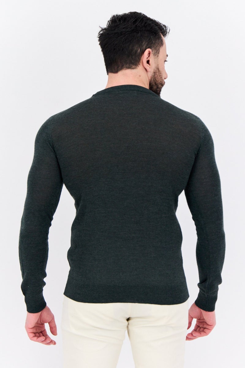 Sorbino Men Crew Neck Textured Long Sleeves Sweatshirt, Dark Grey - Image 3