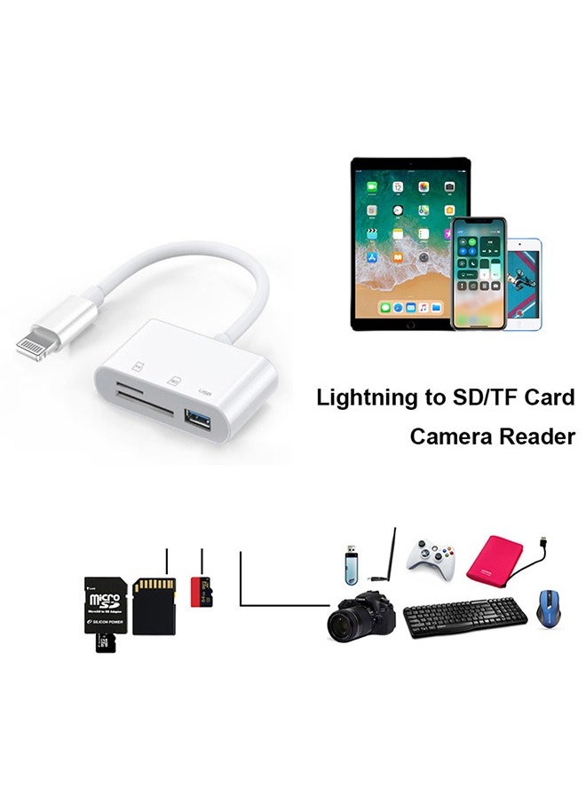 Ant - Apple Lightning SD Card Reader, Portable OTG Data Sync Converter Compatible SD/TF Card, USB 3.0 Apple Lightning Reader Adapter Support Dual Read and Write - Image 1