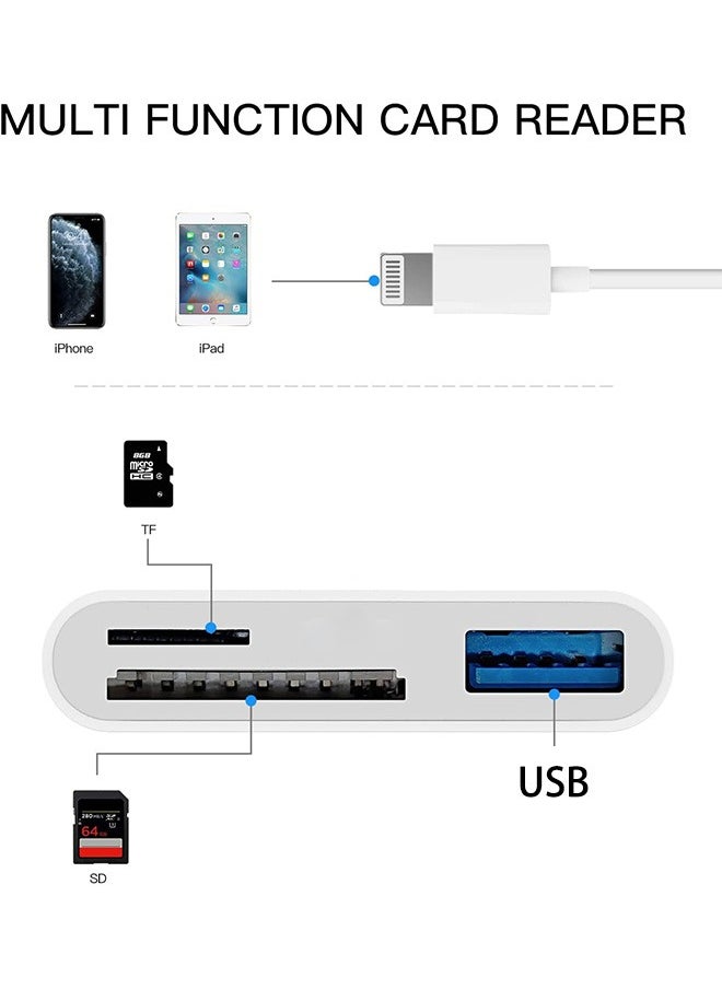 Ant - Apple Lightning SD Card Reader, Portable OTG Data Sync Converter Compatible SD/TF Card, USB 3.0 Apple Lightning Reader Adapter Support Dual Read and Write - Image 1