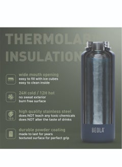 BEOLA 950ml Water Bottle 18/8 Stainless Steel 304 Double Wall Insulated Thermos Bottle with Straw Lid and wide mouth, 2 lids included, Hot Cold Liquids Sports Bottle, 32oz (Forest Green)  - Image 4