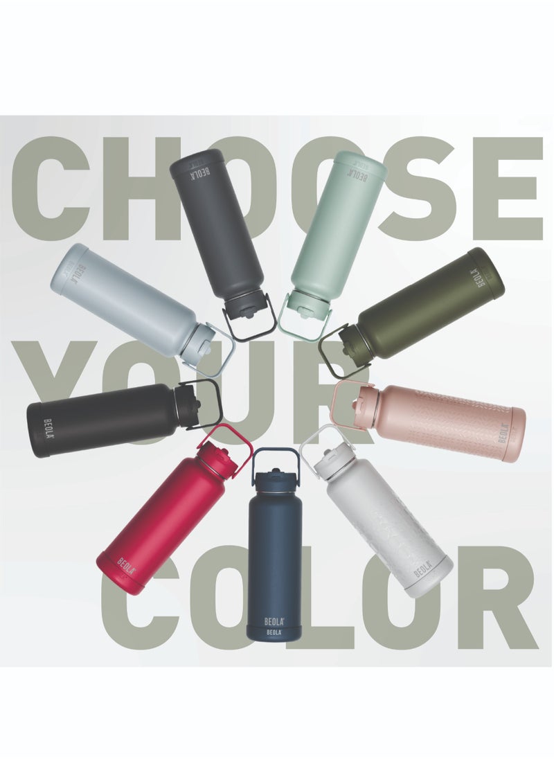 BEOLA 950ml Water Bottle 18/8 Stainless Steel 304 Double Wall Insulated Thermos Bottle with Straw Lid and wide mouth, 2 lids included, Hot Cold Liquids Sports Bottle, 32oz (Forest Green)  - Image 5