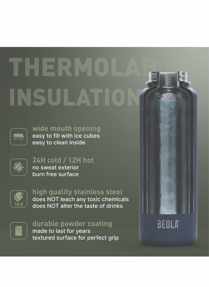 BEOLA 950ml Water Bottle 18/8 Stainless Steel 304 Double Wall Insulated Thermos Bottle with Straw Lid and wide mouth, 2 lids included, Hot Cold Liquids Sports Bottle, 32oz (Forest Green)  - Image 4