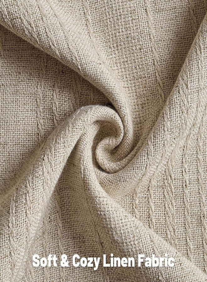 FUTEI Oatmeal Decorative Throw Pillow Covers 18x18 Inch Set of 2,Soft Linen Striped Texture Cushion Case,Farmhouse Home Decor for Couch Bed Living Room - Image 2