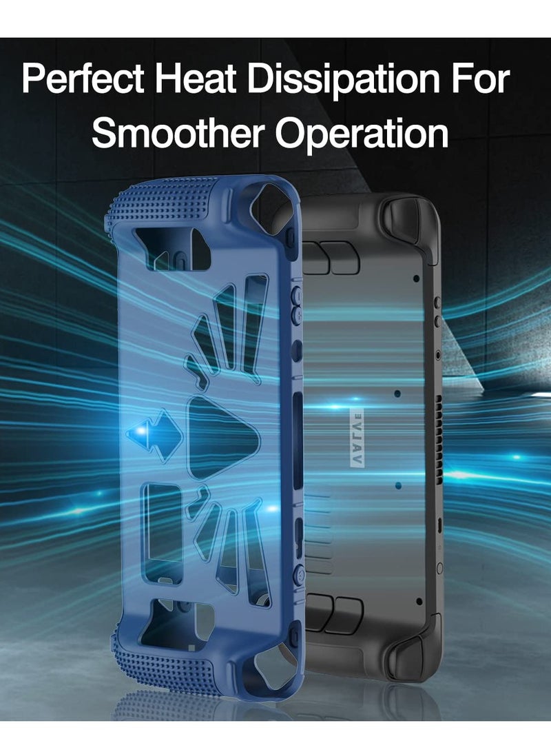 SYOSI Steam Deck Standing Protective Case, Thickening Silicone Accessories Protector, Soft Cover Skin Shell with 2 Pairs Thumb Grips, Full Protection Kit to Anti-Slip for Valve Stream Deck (Blue) - Image 3